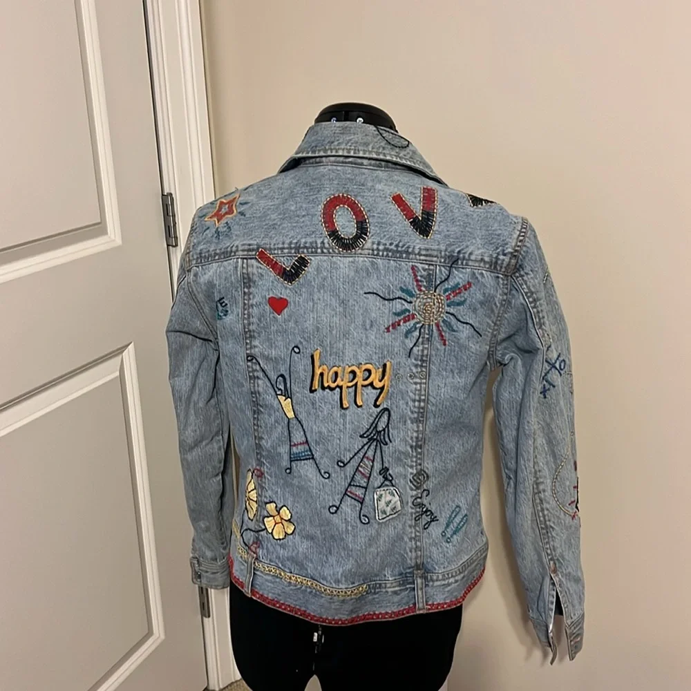 CHICO’S Denim Jean Jacket Love Dream Peace - Picture 3 of 10